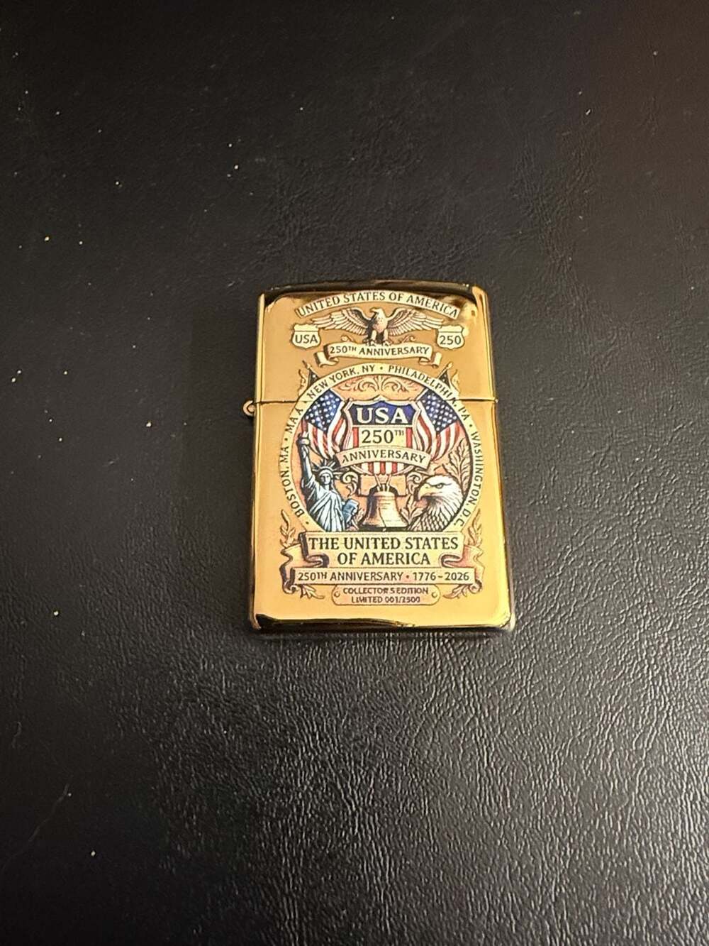 Replica Zippo USA 250th Anniversary 1776-2026 High Polish Brass Lighter